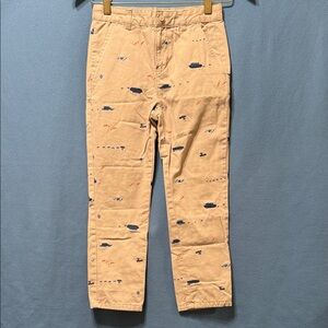 Kids Tan Patterned Pants Fully Lined Two Side Pockets Size Small Used